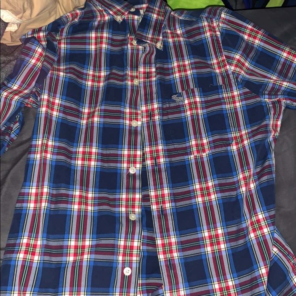Abercrombie Mens M Long Sleeve Plaid Dress Shirt